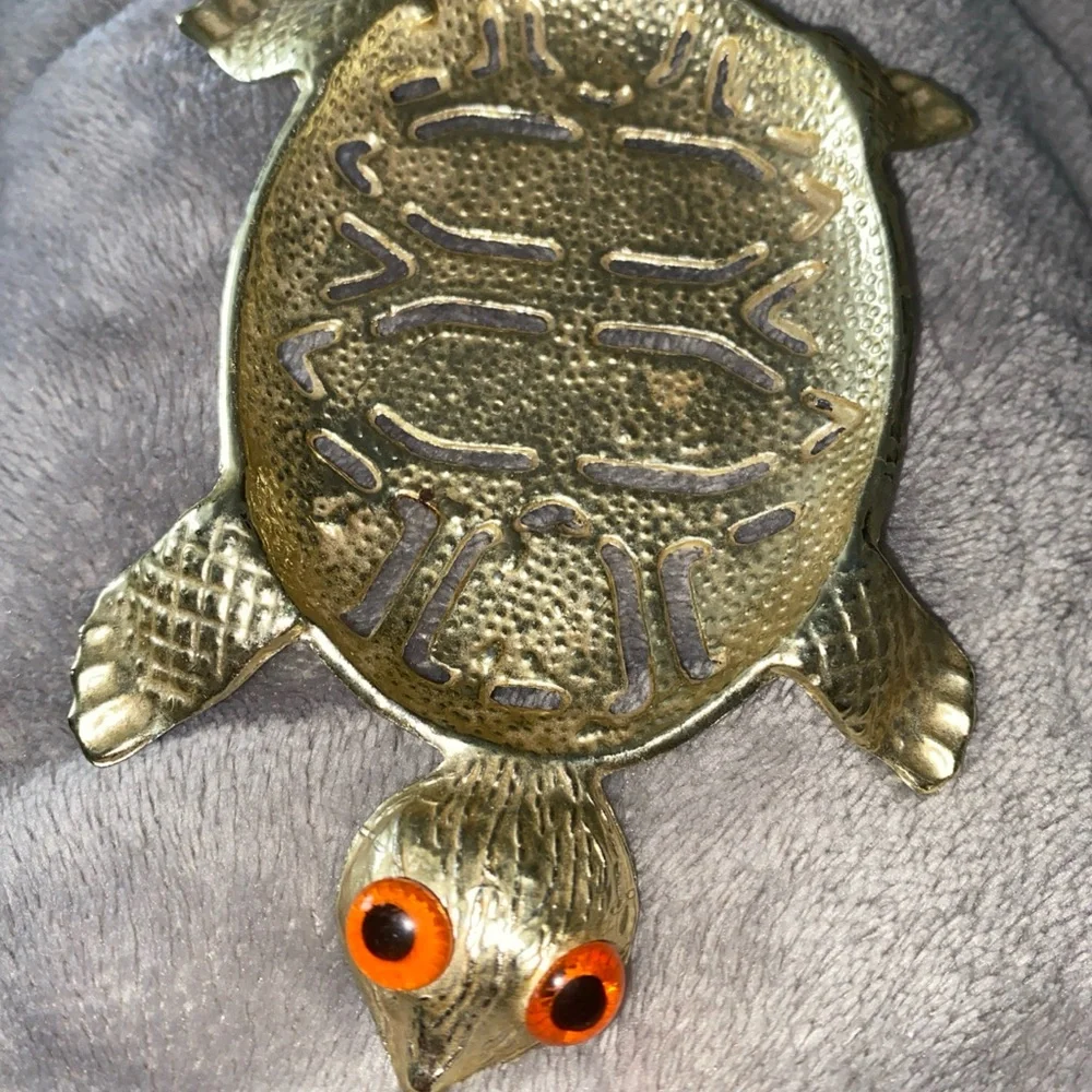 Gold‎ Colored Metal Turtle Soap Dish, Soap Holder, Vintage Bathroom Decor